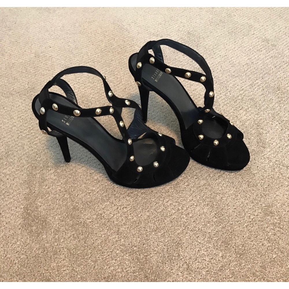 Stuart Weitzman Black Heels with Gold Accent